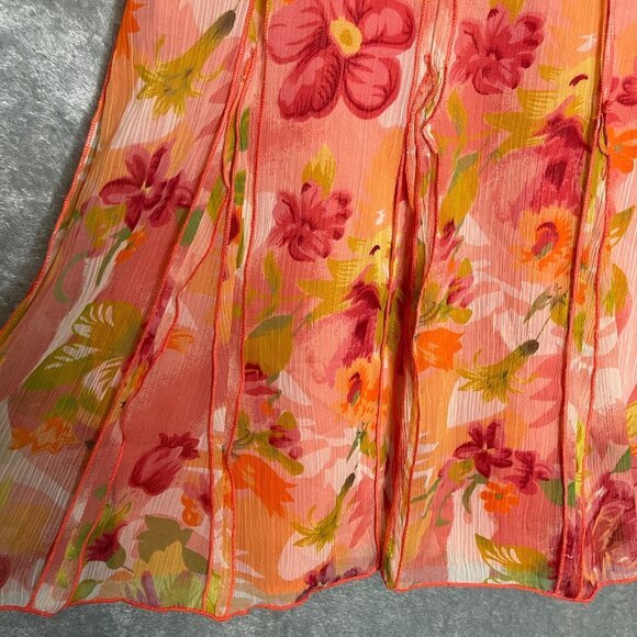 Coldwater Creek Women Floral Fairy Colorful Chiffon Pleated Circle Midi Skirt XL - Picture 4 of 12